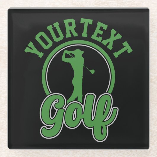 Gepersonaliseerde Golf ADD NAAM Retro Pro Golfer S Glazen Onderzetter (Voorkant)