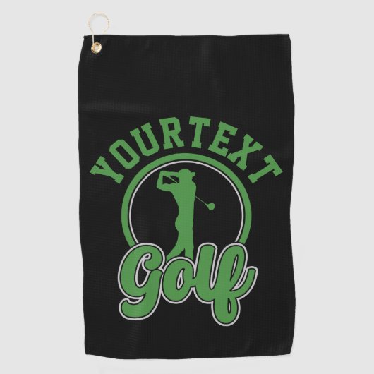 Gepersonaliseerde Golf ADD NAAM Retro Pro Golfer S Golfhanddoek (Voorkant)