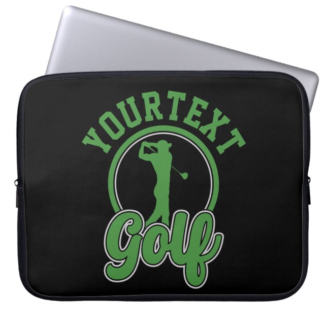 Gepersonaliseerde Golf ADD NAAM Retro Pro Golfer S Laptop Sleeve (Voorkant)