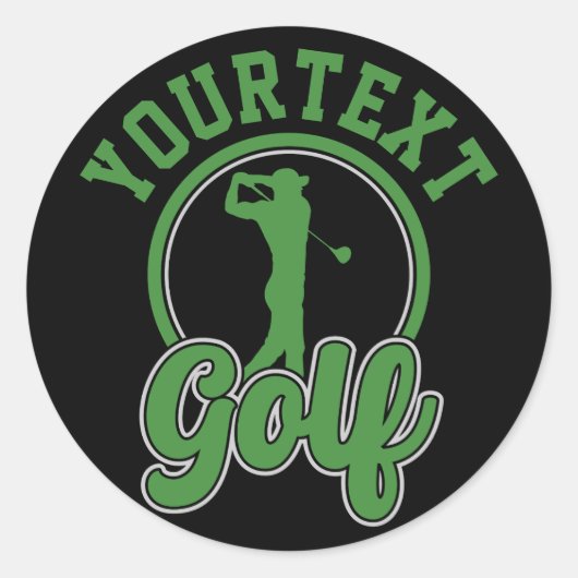 Gepersonaliseerde Golf ADD NAAM Retro Pro Golfer S Ronde Sticker (Voorkant)