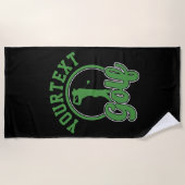 Gepersonaliseerde Golf ADD NAAM Retro Pro Golfer S Strandlaken (Voorkant)