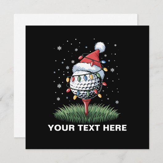 Gepersonaliseerde Golf Ball Kerstboom Kerstmuts Feestdagenkaart (Voorkant / Achterkant)