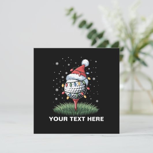 Gepersonaliseerde Golf Ball Kerstboom Kerstmuts Feestdagenkaart (Staand voorkant)