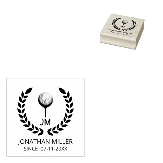 Gepersonaliseerde Golf Ball Monogram initialen Rubberstempel (Gestempeld)