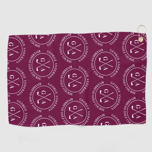 Gepersonaliseerde Golf Club Monogram Gift Golfhanddoek (Horizontaal)
