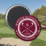 Gepersonaliseerde Golf Club naam Bourgondië Magneet<br><div class="desc">Met klassieke gekruiste golfclubs,  golfbalontwerp en verouderde stempel effect grens,  zijn deze marine blauwe golfmagneten ideaal voor alle golfclubs en clubleden. Personaliseer met de naam van het clublid,  de naam van de golfclub,  en het jaar dat de golfclub werd opgericht. Ontworpen door Thisnotme©</div>