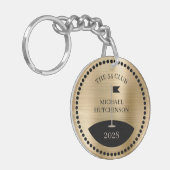 Gepersonaliseerde Golf Club Naam Jaar Goud Sleutelhanger (Voorkant Links)