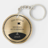 Gepersonaliseerde Golf Club Naam Jaar Goud Sleutelhanger (Achterkant)