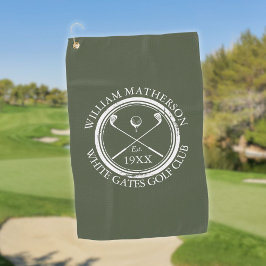Gepersonaliseerde Golf Club naam Olive Green Golfhanddoek