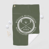 Gepersonaliseerde Golf Club naam Olive Green Golfhanddoek (Insitu)