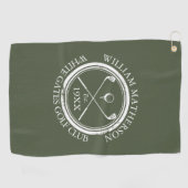 Gepersonaliseerde Golf Club naam Olive Green Golfhanddoek (Horizontaal)