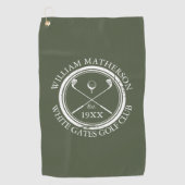 Gepersonaliseerde Golf Club naam Olive Green Golfhanddoek (Voorkant)