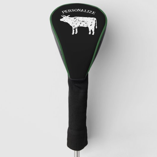 Gepersonaliseerde golf driver cover met koe silhou (Voorkant)