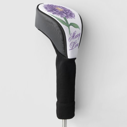 Gepersonaliseerde Golf Hoesje Head met Chrysanthem Golfheadcover (Schuin)