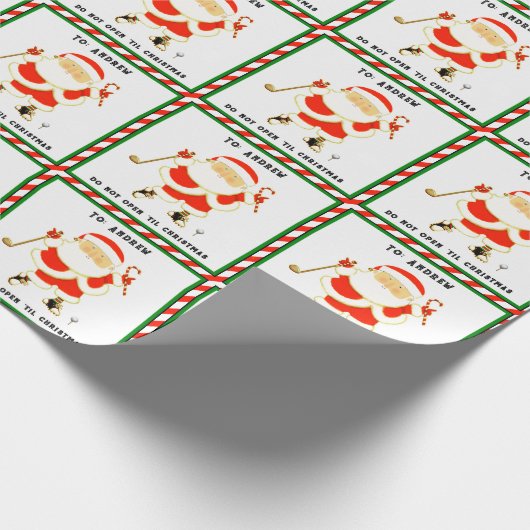 Gepersonaliseerde Golf Kerstcadeau Cadeaupapier (Hoek)