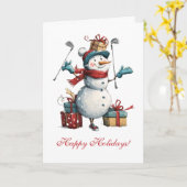 Gepersonaliseerde Golf Lover Christmas Kaart (Gele Bloem)