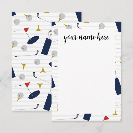 Gepersonaliseerde Golf notitiekaarten (Voorkant / Achterkant)