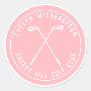 Gepersonaliseerde golf roze Sleutelhanger Ronde Sticker