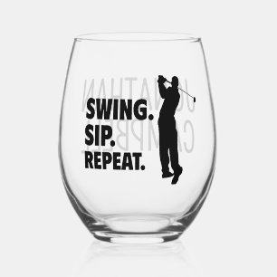 Gepersonaliseerde Golf Swing Sip Herhaal Wijnglas Zonder Voet