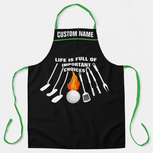 Gepersonaliseerde Golf Thema Griller BBQ Schort (Voorkant)