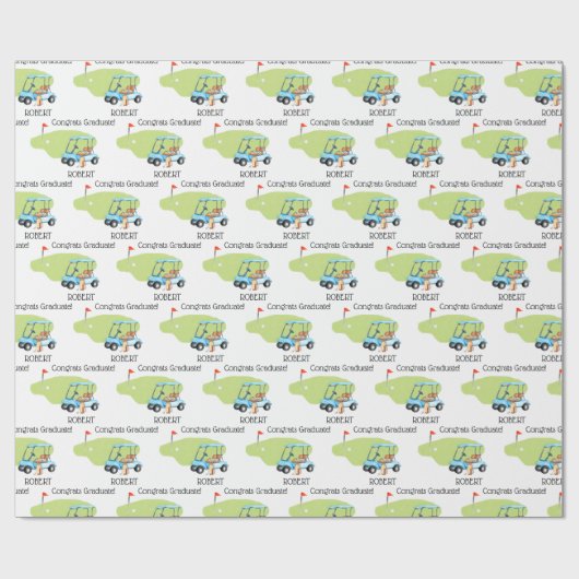 Gepersonaliseerde Golf Thema Naam Afstuderen Cadeaupapier (Vlak)