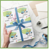 Gepersonaliseerde Golf Thema Naam Afstuderen Cadeaupapier