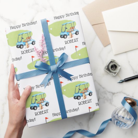 Gepersonaliseerde Golf thema naam verjaardag Cadeaupapier (Geschenken)