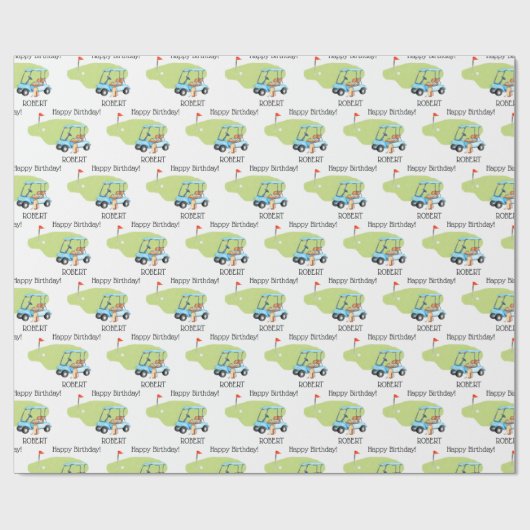 Gepersonaliseerde Golf thema naam verjaardag Cadeaupapier (Vlak)