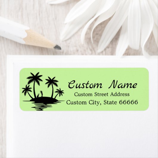 Gepersonaliseerde Golf Theme Palm Tree Retouradres Etiket (Insitu)