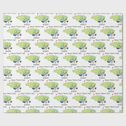 Gepersonaliseerde Golf Vaderdag Naam Cadeaupapier (Vlak)