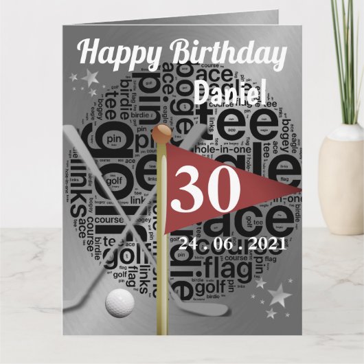 Gepersonaliseerde Golf Verjaardag Kaart voor Broer (Voorkant)