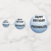 Gepersonaliseerde golfbal Happy Birthday Confetti (Voorkanten)