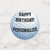 Gepersonaliseerde golfbal Happy Birthday Confetti (Kleine voorkant)