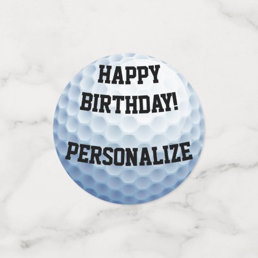 Gepersonaliseerde golfbal Happy Birthday Confetti (Kleine voorkant)