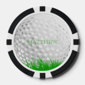 Gepersonaliseerde golfbal in gras marker pokerchips (Voorkant)
