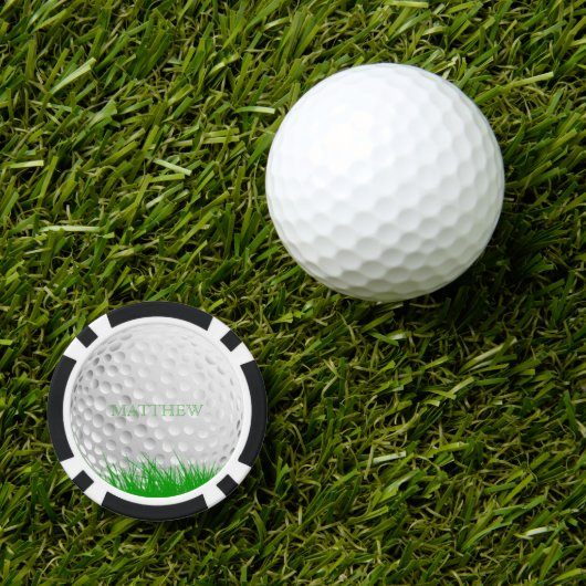 Gepersonaliseerde golfbal in gras marker pokerchips (Golfbal Marker)
