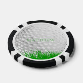 Gepersonaliseerde golfbal in gras marker pokerchips (Enkel)