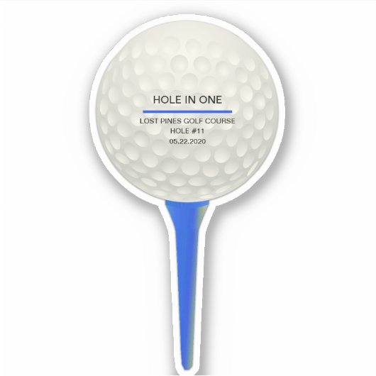 Gepersonaliseerde golfbal op blauw T-shirt Sticker (Voorkant)