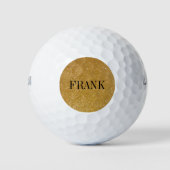 Gepersonaliseerde golfballen met gouden glitter mo (Voorkant)