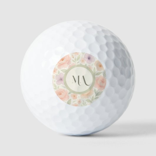 Gepersonaliseerde golfballen met pastel bloemontwe (Voorkant)
