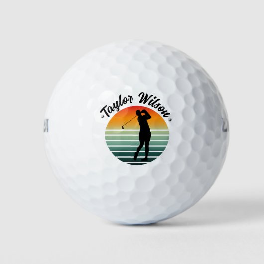 Gepersonaliseerde golfballen met Retro Sunset Desi (Voorkant)