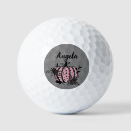 Gepersonaliseerde golfballen, roze en zwarte pompo golfballen