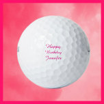 Gepersonaliseerde golfballen, Verjaardag voor haar Golfballen<br><div class="desc">Deze gepersonaliseerde golfballen zijn een geweldig verjaardagscadeau voor uw favoriete golfer! Verloren ballen kunnen nu gemakkelijk worden geïdentificeerd en teruggestuurd. Tekst is heet roze - je kunt het gemakkelijk veranderen. Golfers zullen het geweldig vinden! Alle rechten voorbehouden © 2015 Alan & Marcia Socolik.</div>