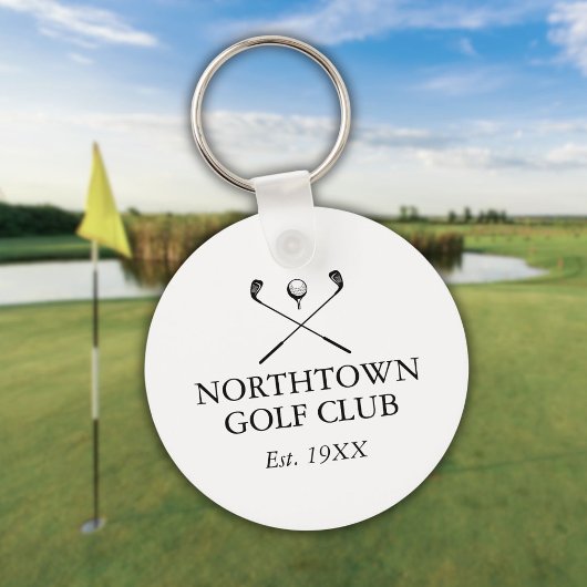 Gepersonaliseerde Golfclub Naam Klassiek Sleutelhanger