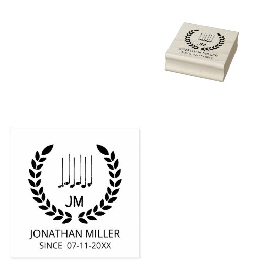 Gepersonaliseerde golfclubs Monogram initialen Rubberstempel (Gestempeld)