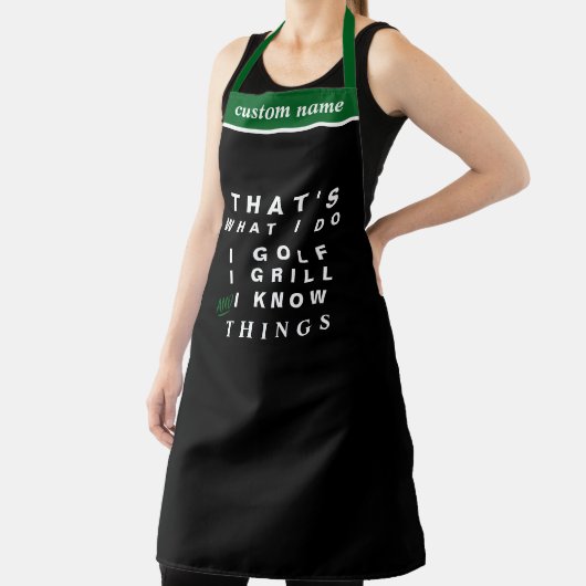 Gepersonaliseerde Golfer Grill BBQ Chef Mannen Vro Schort (Insitu)