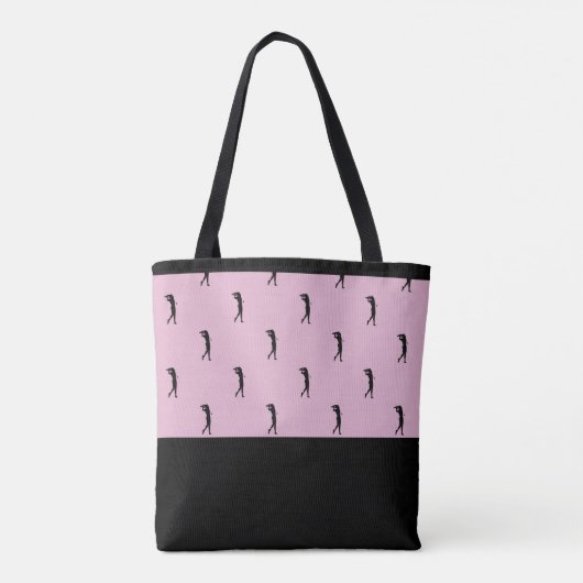 Gepersonaliseerde Golfer Modern Silhouette Pink Bl Tote Bag (Achterkant)