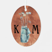 Gepersonaliseerde Golfer Monogram Modern Casual Metalen Ornament (Voorkant links)