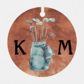 Gepersonaliseerde Golfer Monogram Modern Casual Metalen Ornament (Voorkant)