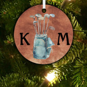 Gepersonaliseerde Golfer Monogram Modern Casual Metalen Ornament